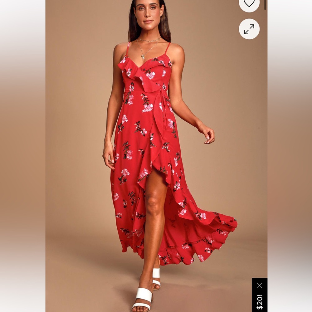 NWT Lulu's Red High Low Wrap Sundress
